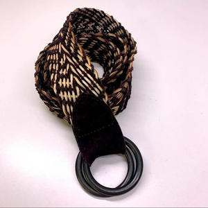 Dark Brown & Cream Chunky Woven‎ Leather Belt